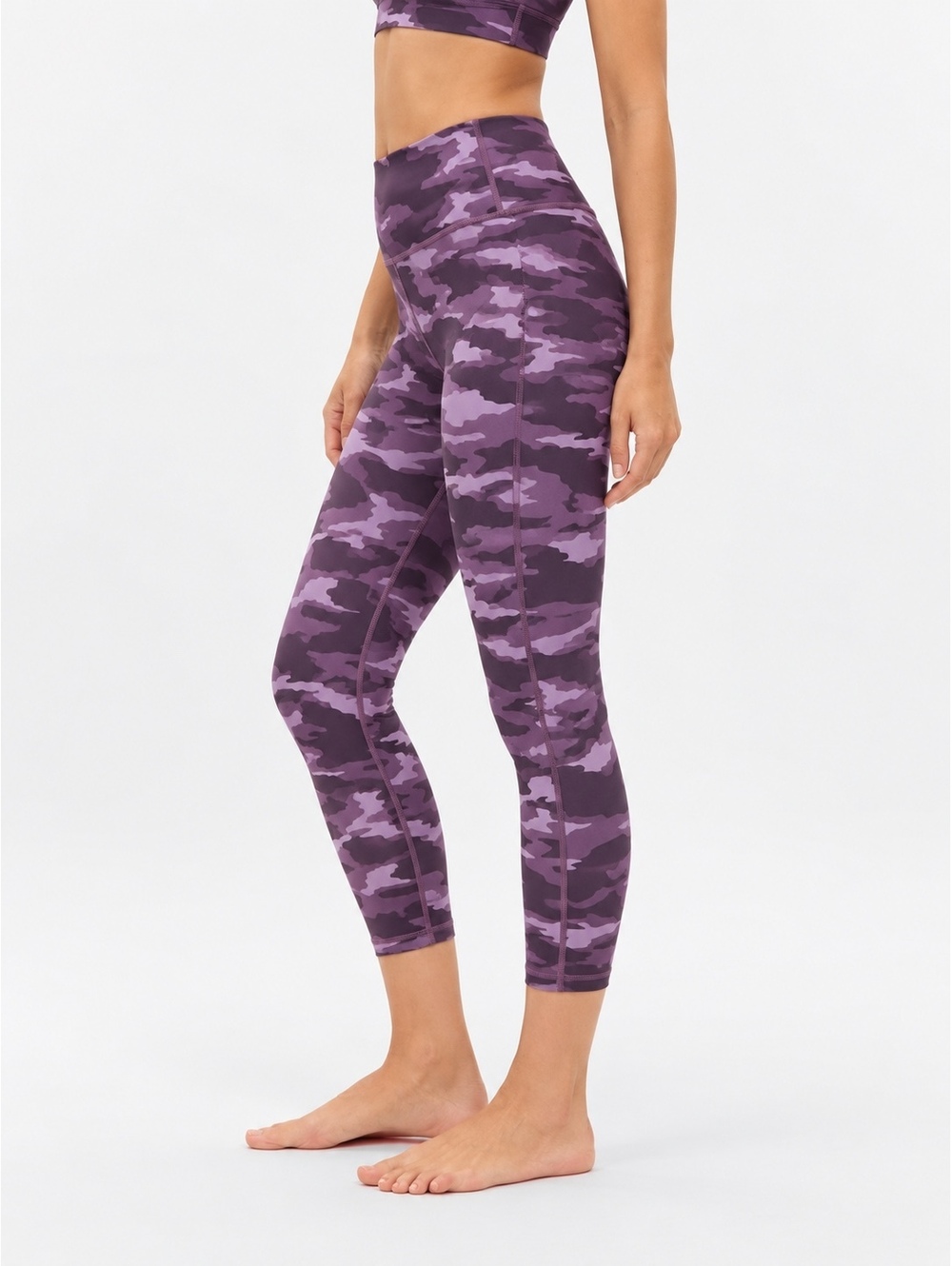 Athleta Elation 7/8 Tight Purple Camo High Rise Leggings Women’s L Yoga